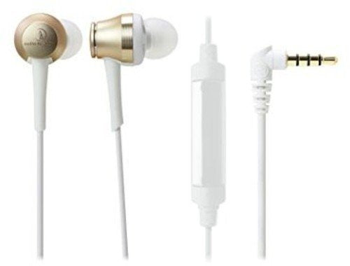 Audio Technica ATH-CKR70ISCG - In-ear high-resolution audio headphones with in-line mic and control, champagne gold