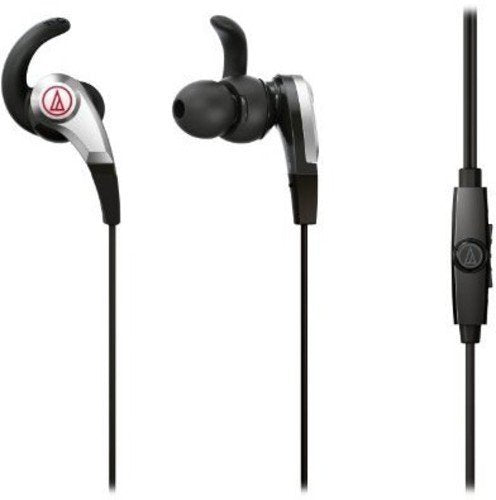 Audio Technica ATH-CKX5ISBK - SonicFuel in-ear headphones with mic, volume and integrated controls for compatible smartphones; 360-degree rotating eartips, black