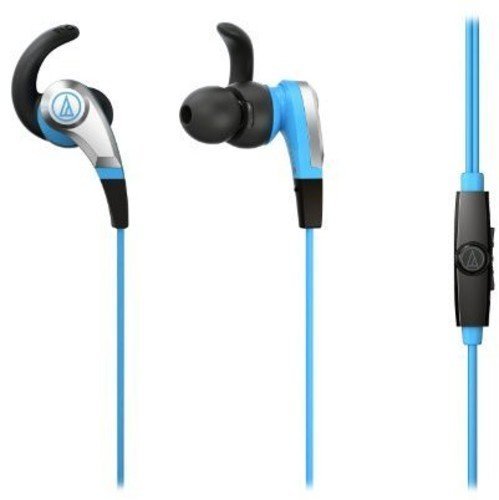 Audio Technica ATH-CKX5ISBL - SonicFuel in-ear headphones with mic, volume and integrated controls for compatible smartphones; 360-degree rotating eartips, blue