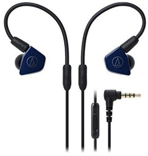 Audio Technica ATH-LS50ISNV - In-ear headphones with Dual Symphonic Drivers and in-line mic and control, navy