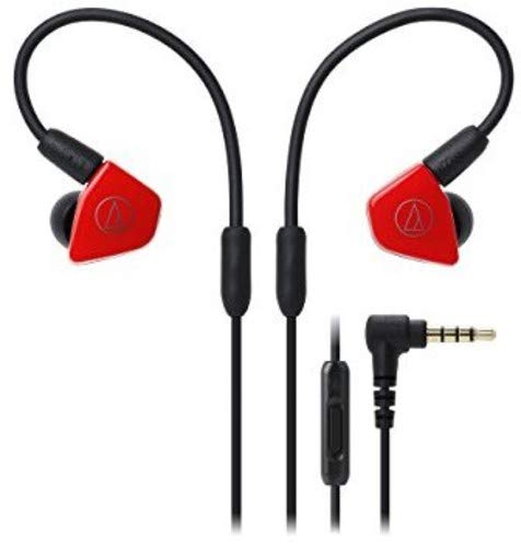 Audio Technica ATH-LS50ISRD - In-ear headphones with Dual Symphonic Drivers and in-line mic and control, red