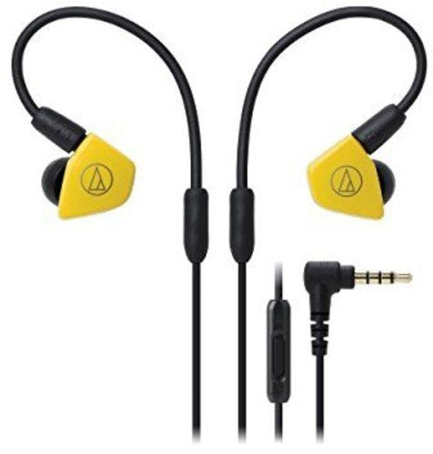 Audio Technica ATH-LS50ISYL - In-ear headphones with Dual Symphonic Drivers and in-line mic and control, yellow