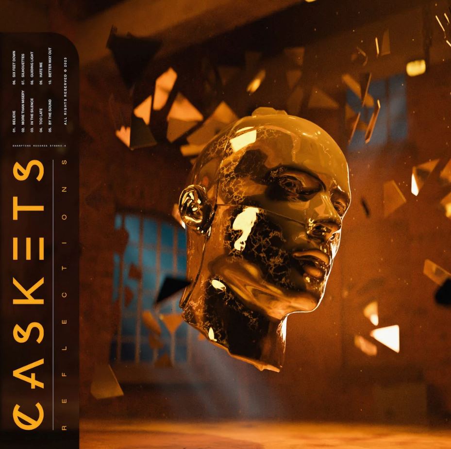 Caskets Reflections - Orange and Black W/ White Splatter