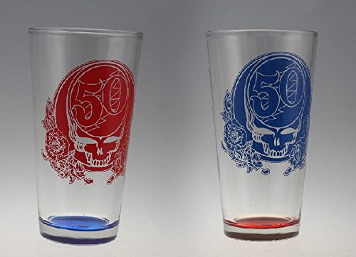 Grateful Dead 50th Anniversary 2-pk Pint Glass Set GRATEFUL DEAD 50TH ANNIVERSARY 2-PK PINT GLASS SET