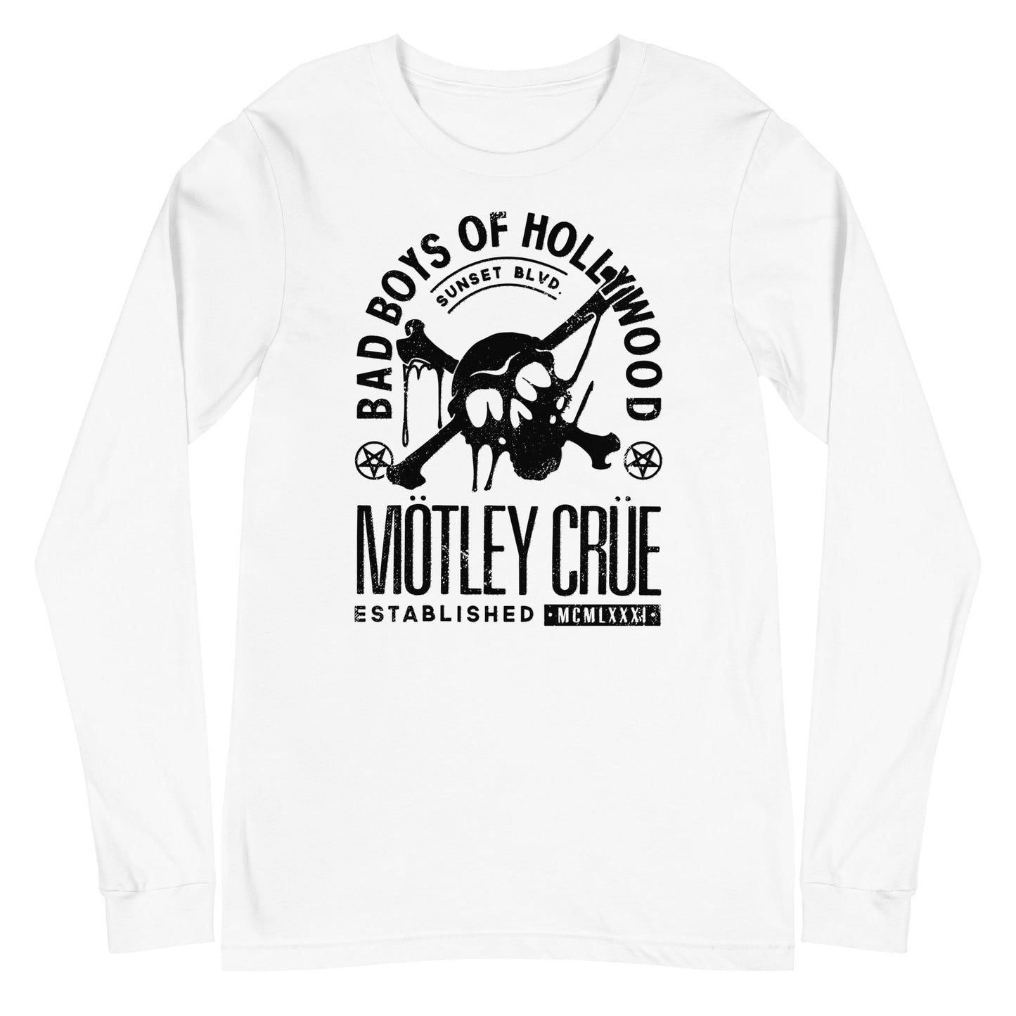 MerchMoment Motley Crue - Bad Boys of Hollywood Long Sleeve T-Shirt White