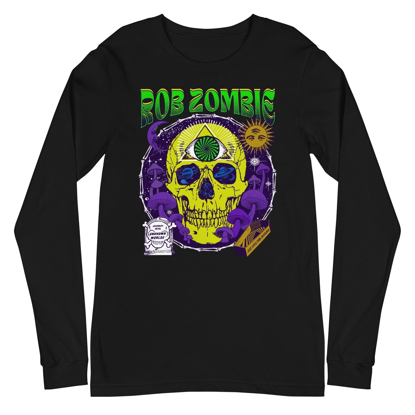 MerchMoment Rob Zombie - Yellow Skull Long Sleeve T-Shirt Black