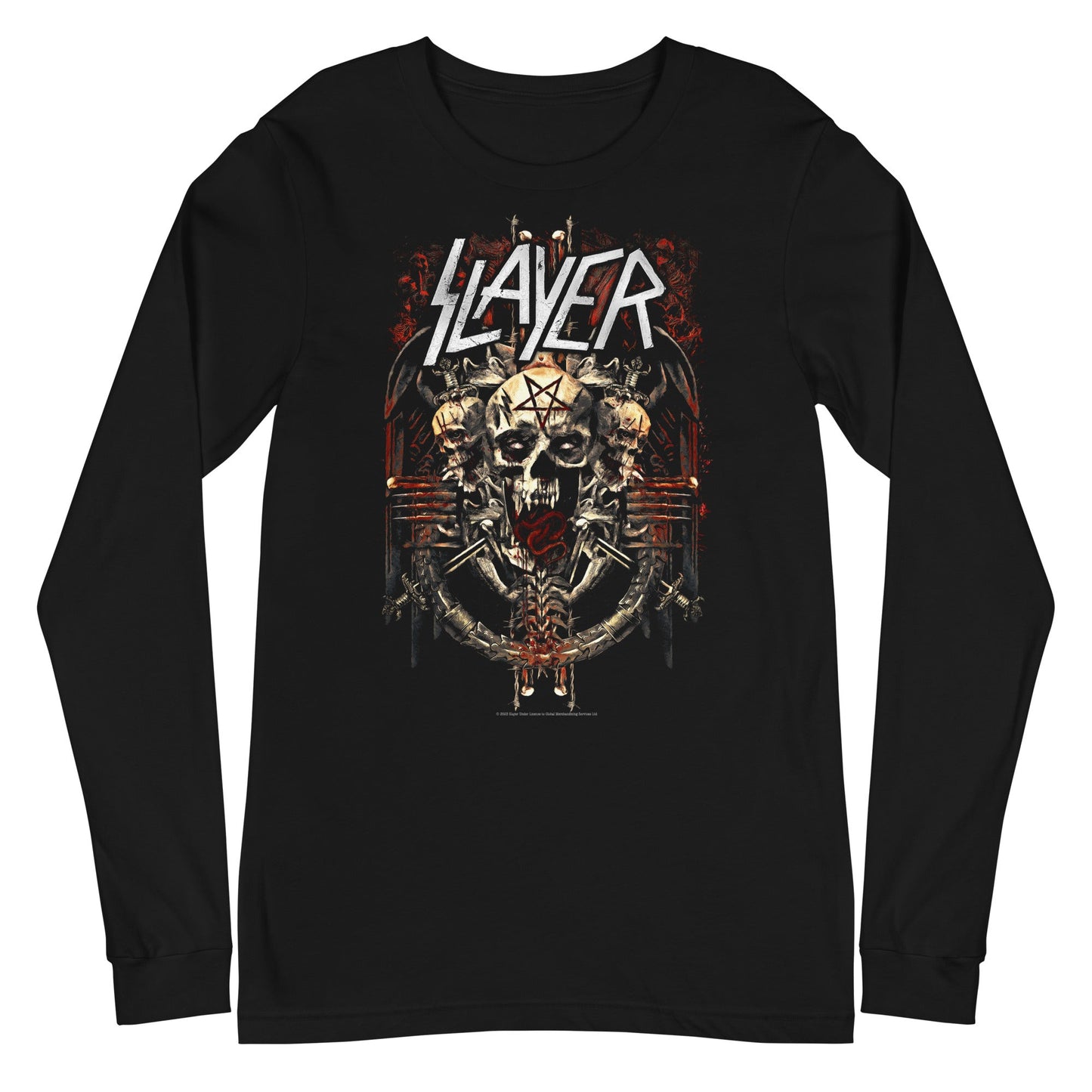MerchMoment Slayer - Triple Skull Long Sleeve T-Shirt Black