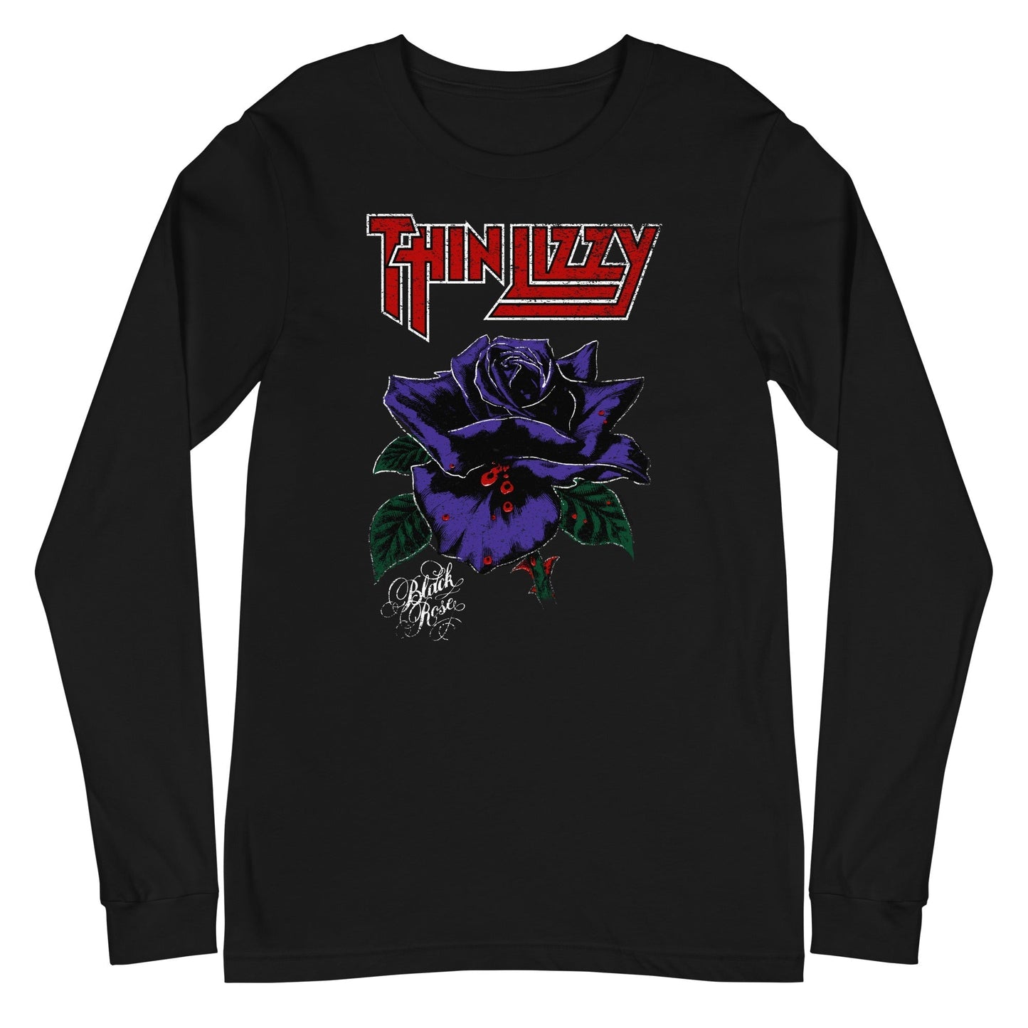MerchMoment Thin Lizzy - Purple Rose Long Sleeve T-Shirt Black