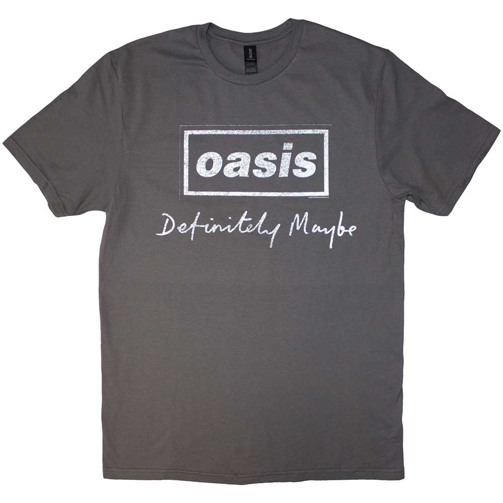 Oasis Definitely Maybe Distressed Text Logo Grey