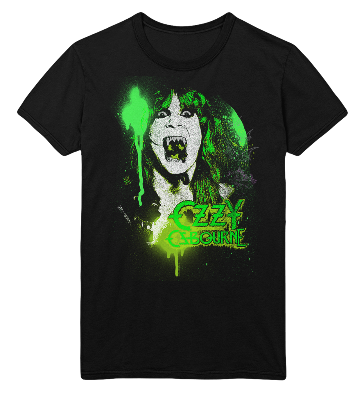 Stakes Ozzy Osbourne Green Screaming Jumbo Print T-Shirt Black
