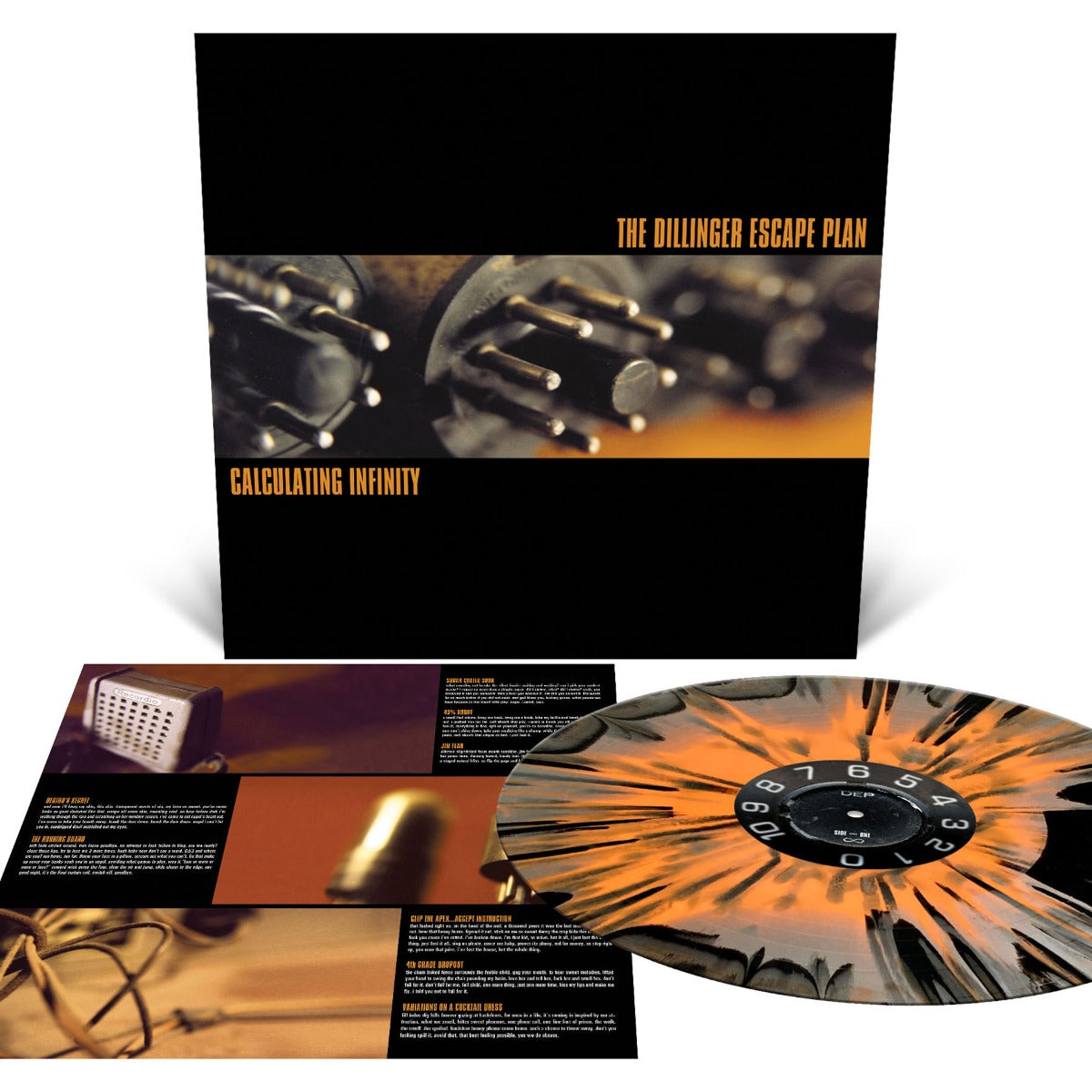 The Dillinger Escape Plan Calculating Infinity (Halloween Orange, Metallic Silver and Black Tri Color Merge with Halloween Orange, Metallic Silver and Black Splatter)