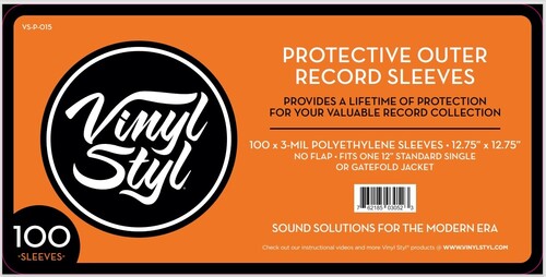 Vinyl Styl 12Inch Vinyl Record Outer Sleeve Polyethylene - 100 Count (Clear) (Large Item)
