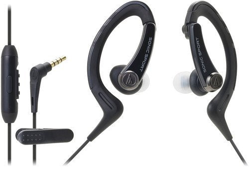 Audio Technica ATH-SPORT1ISBK - SonicSport in-ear headphones with mic/in-line controls for compatible iPod/iPhone/iPad products, black