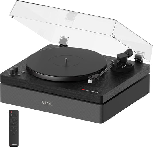 Audiosource AudioSource Record Player, All-in-one Turntable with 2.1 Channel Built-in Speaker
