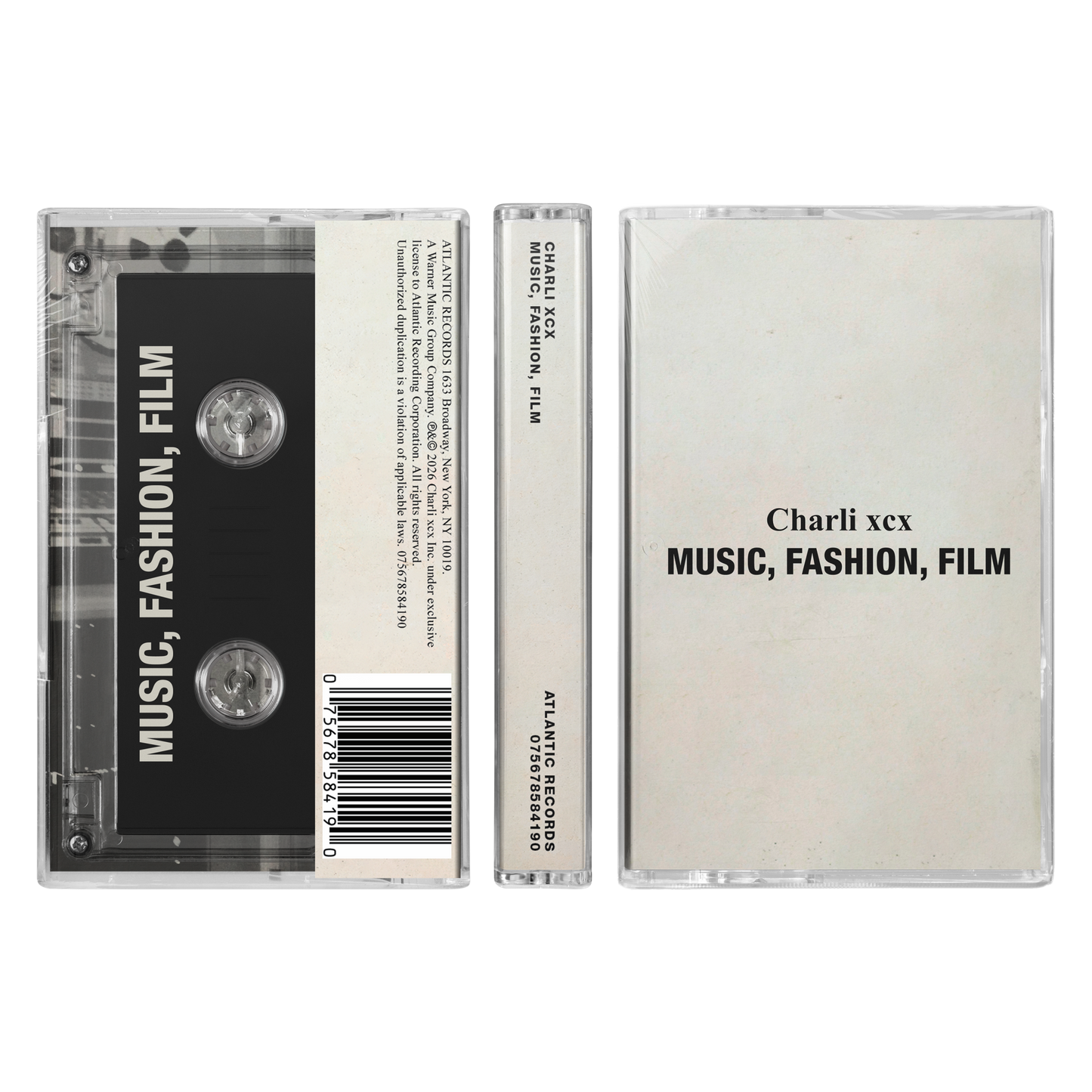 Charli XCX Music, Fashion, Film (Clear Colored Cassette)