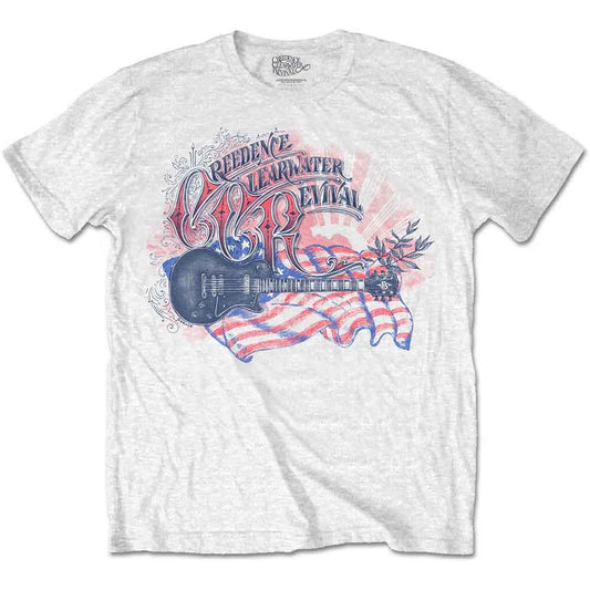 Creedence Clearwater Revival Guitar & Flag White