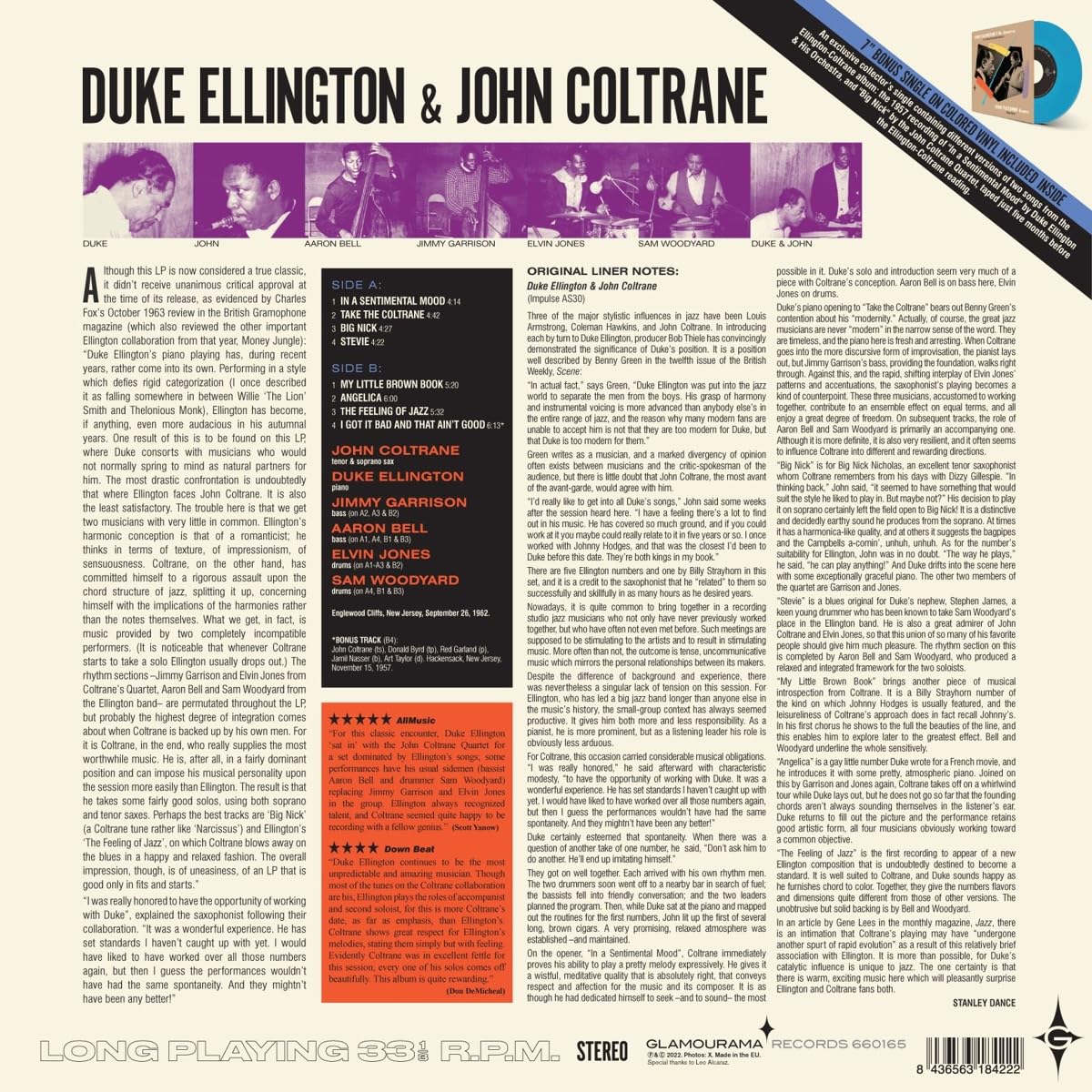 Duke Ellington & John Coltrane Duke Ellington & John Coltrane (180 Gram Blue Colored Vinyl with Bonus 7-Inch) [Import]