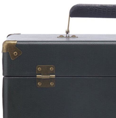 GPO GPO Retro SWB18GB 12 " Vinyl Record Case 35 Count Capacity Removable Lid - Rustic Green with Black Interior)