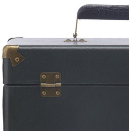 GPO GPO Retro SWB18GB 12 " Vinyl Record Case 35 Count Capacity Removable Lid - Rustic Green with Black Interior)