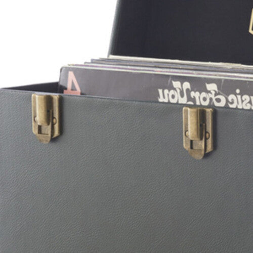 GPO GPO Retro SWB18GB 12 " Vinyl Record Case 35 Count Capacity Removable Lid - Rustic Green with Black Interior)
