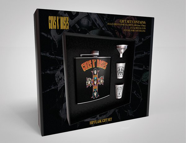 Guns N Roses Cross - Hip Flask + 2 Cups & Funnel