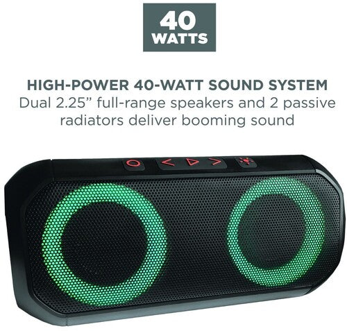 Ion Ion iSP156 Uber Boom Portable Bluetooth Speaker - IP66 All Weather - 40W (Black) (Large Item, Bluetooth)