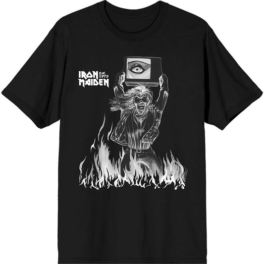 Iron Maiden Est. 1975 Holy Smoke Flames Crop Black