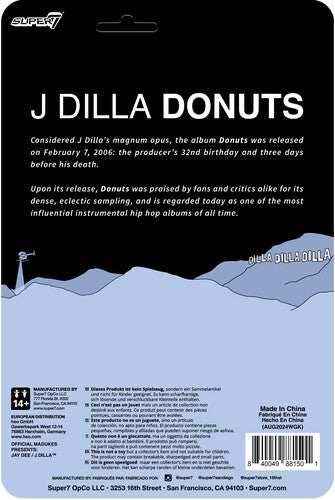 J Dilla Super7 - J Dilla - ReAction Figures Wv1 - J Dilla (Donuts - Smile Album Cover) (Collectible, Action Figure)