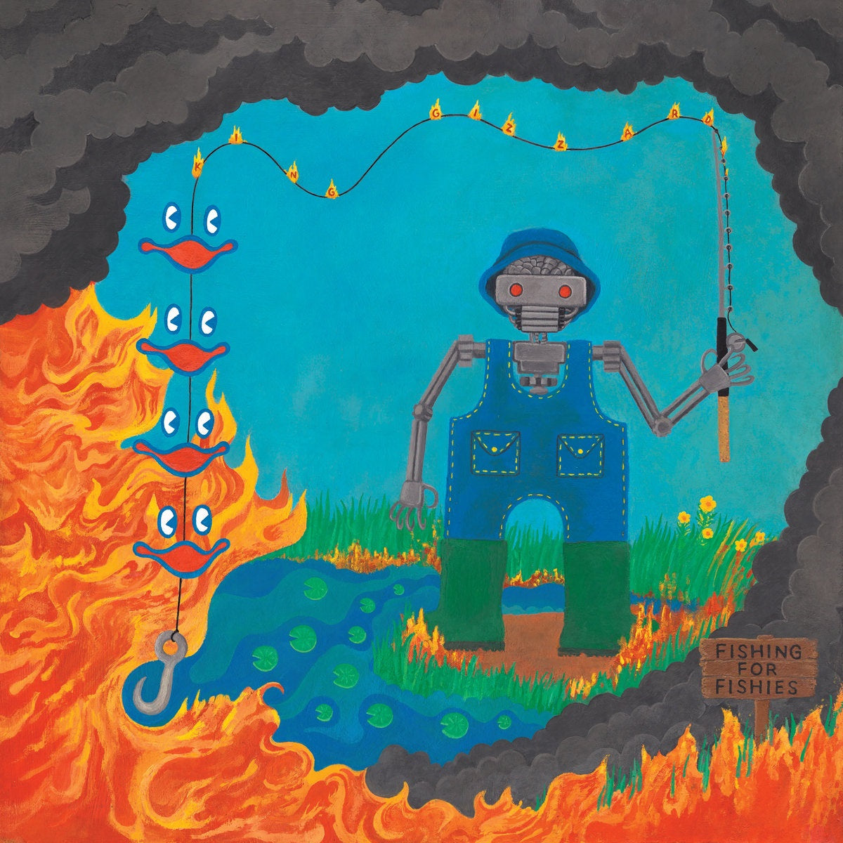 King Gizzard & The Lizard Wizard Fishing For Fishies (Limited Edition, "Oil Spill" Black & Blue Colored Vinyl)