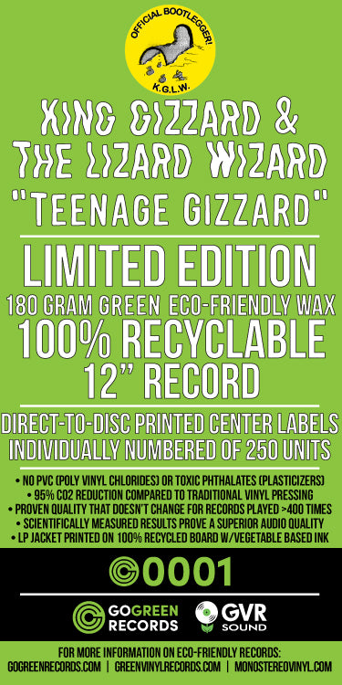 King Gizzard & The Lizard Wizard Teenage Gizzard (Monostereo Exclusive | 180 Gram Eco-Friendly Green / 100% Recyclable)