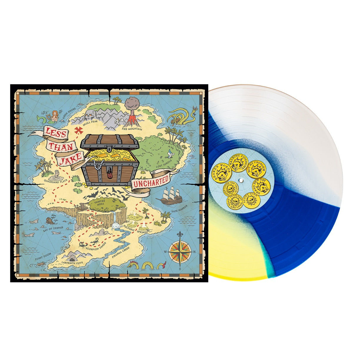LESS THAN JAKE Uncharted (Indie Exclusive, Easter Yellow/Blue/Bone Tri-Stripe Colored Vinyl)