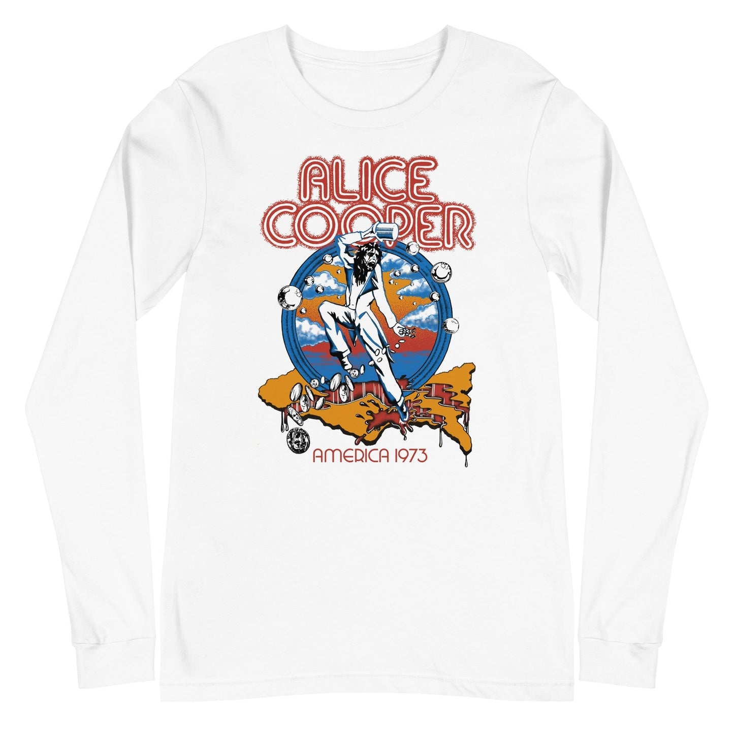 MerchMoment Alice Cooper - 1973 Tour Long Sleeve T-Shirt White