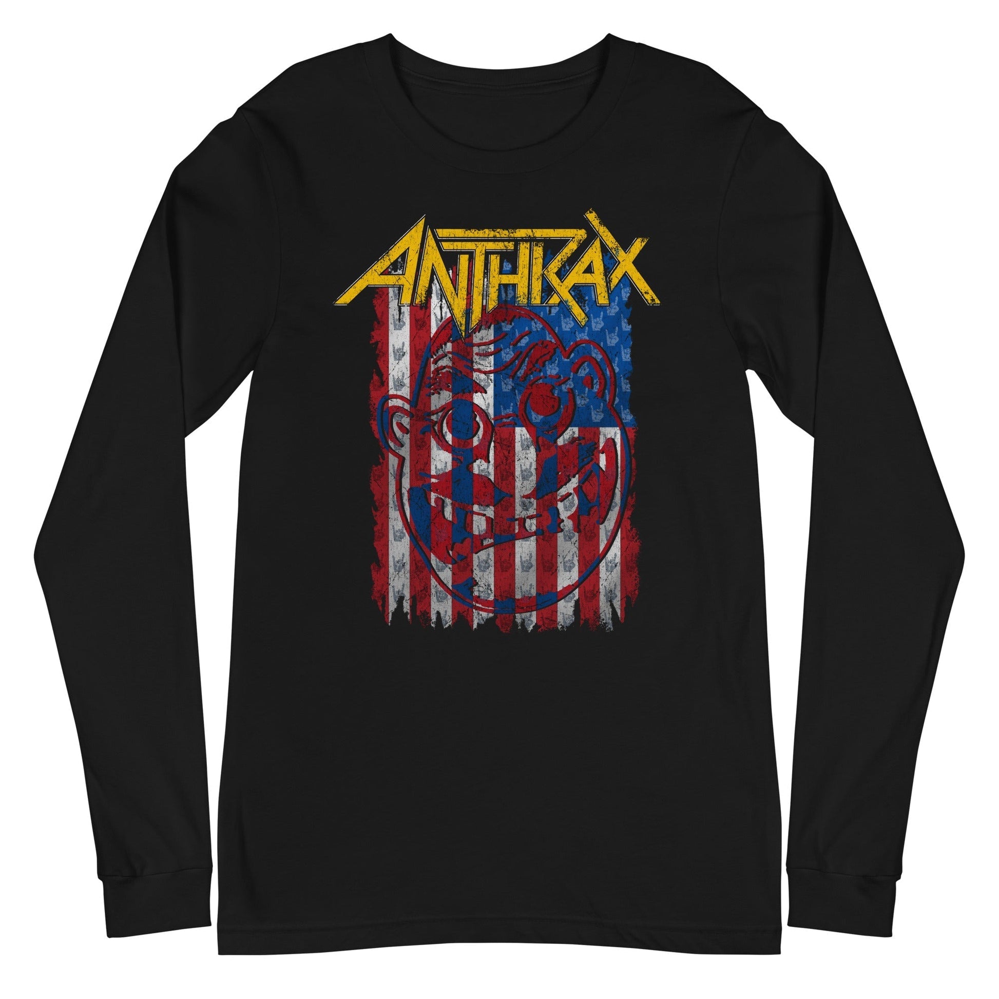 MerchMoment Anthrax - American Flag Long Sleeve T-Shirt Black