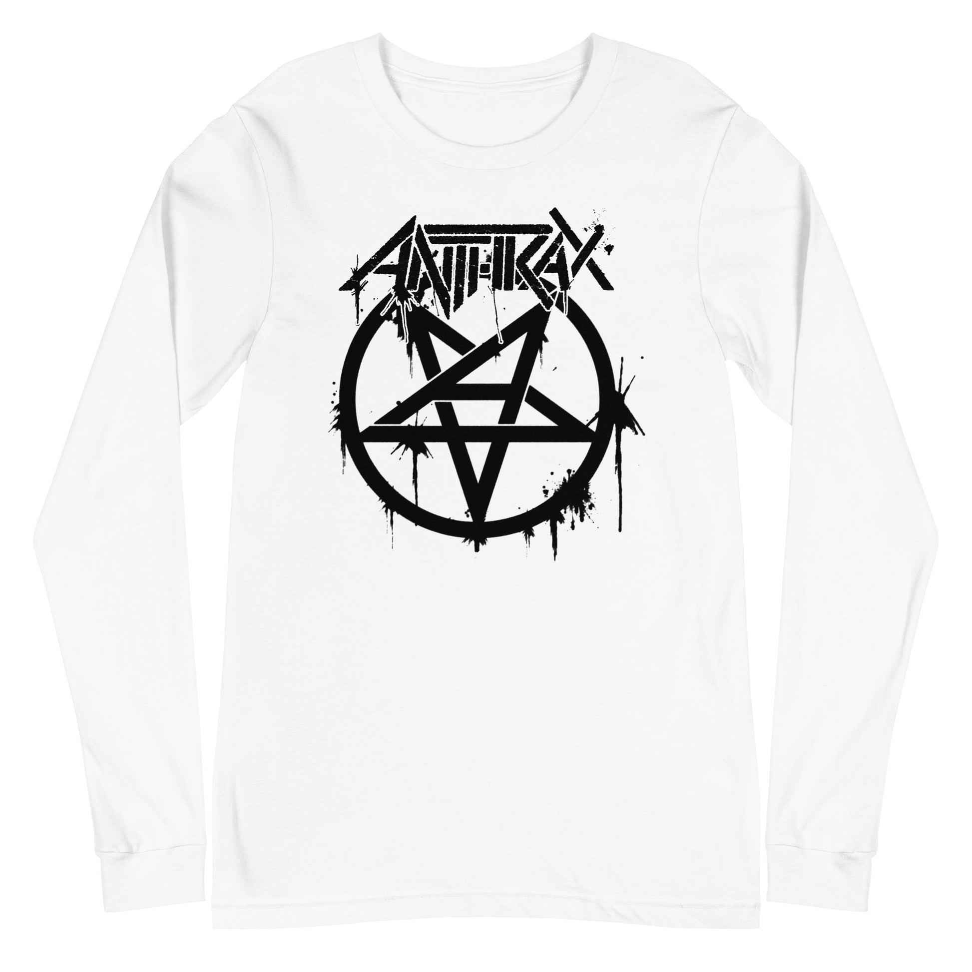 MerchMoment Anthrax - Pentagram Logo Long Sleeve T-Shirt #1009 White