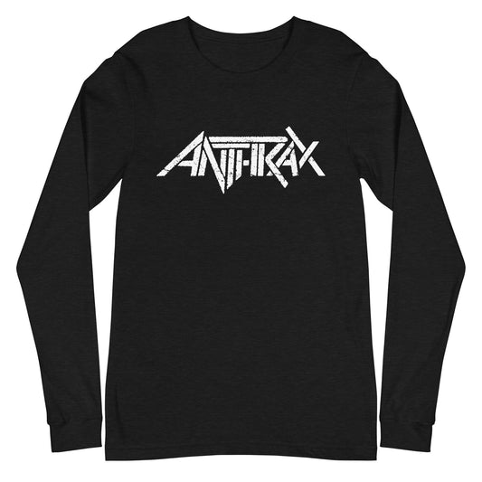MerchMoment Anthrax - White Classic Logo Long Sleeve T-Shirt Black