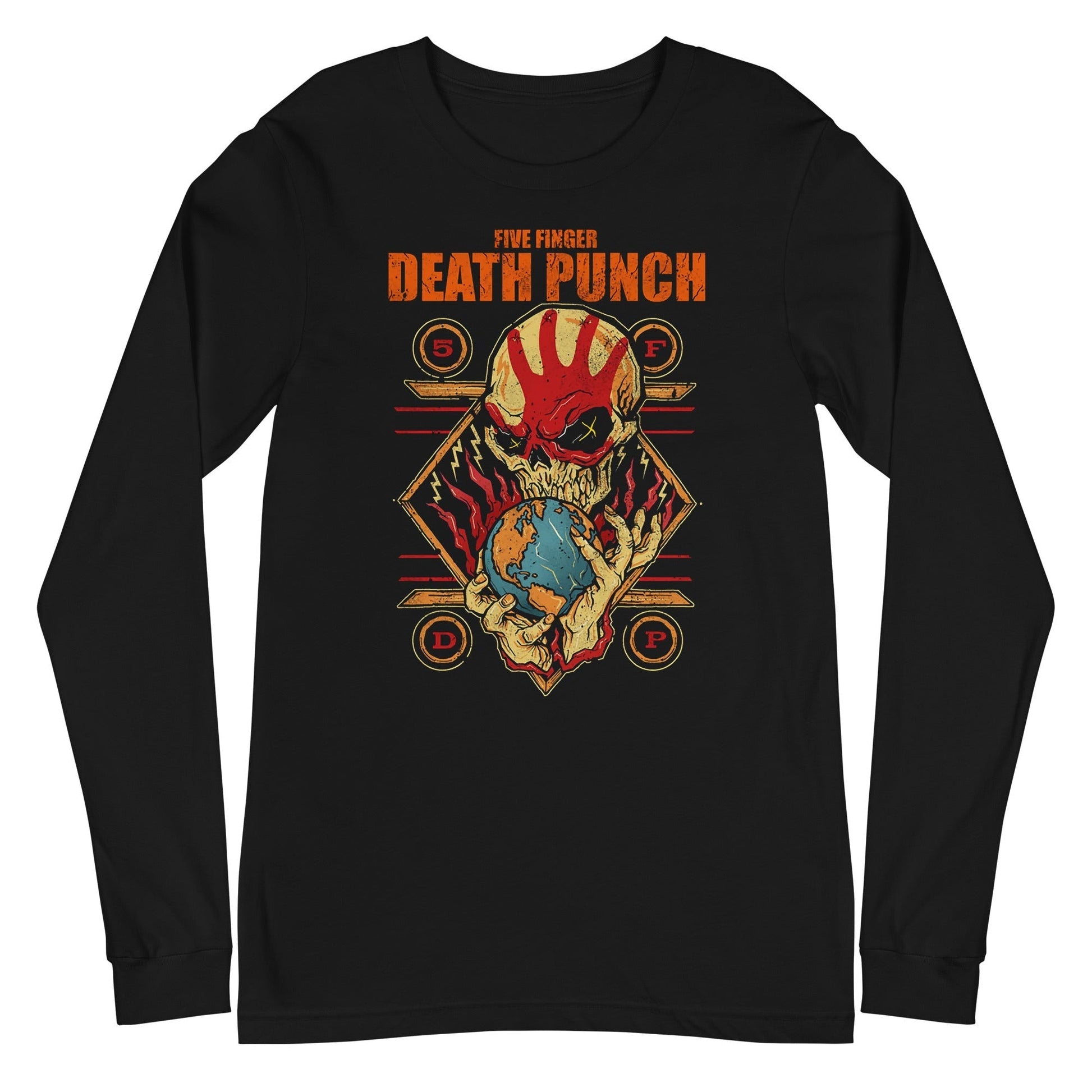 MerchMoment Five Finger Death Punch - Hand Skull Logo Long Sleeve T-Shirt Black
