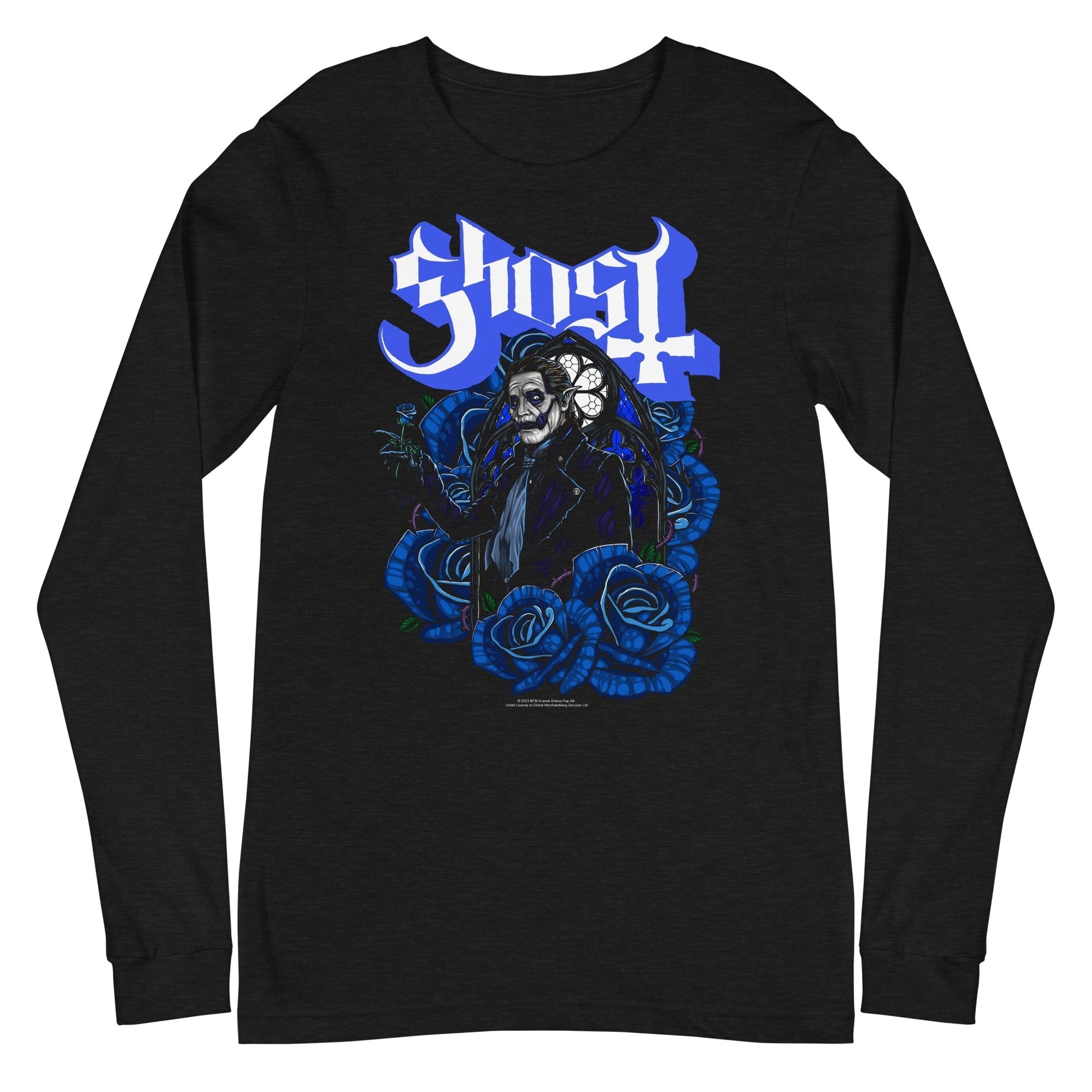MerchMoment Ghost - Blue Roses Long Sleeve T-Shirt Black
