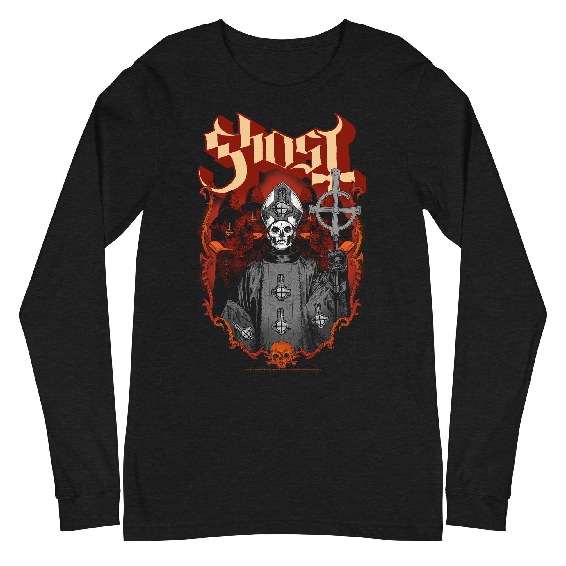 MerchMoment Ghost - Skull and Robes Long Sleeve T-Shirt Black