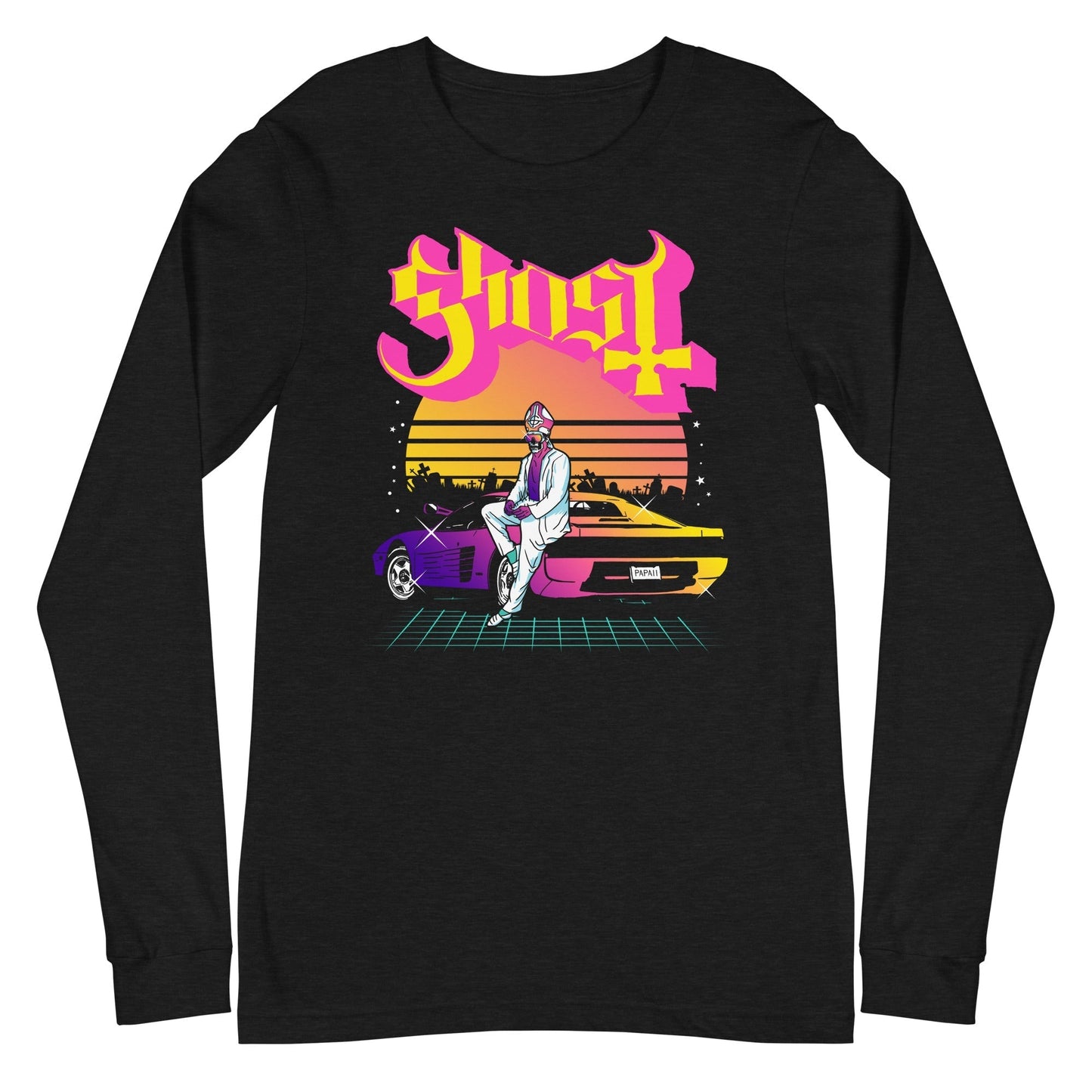 MerchMoment Ghost - Sunset Car Long Sleeve T-Shirt Black