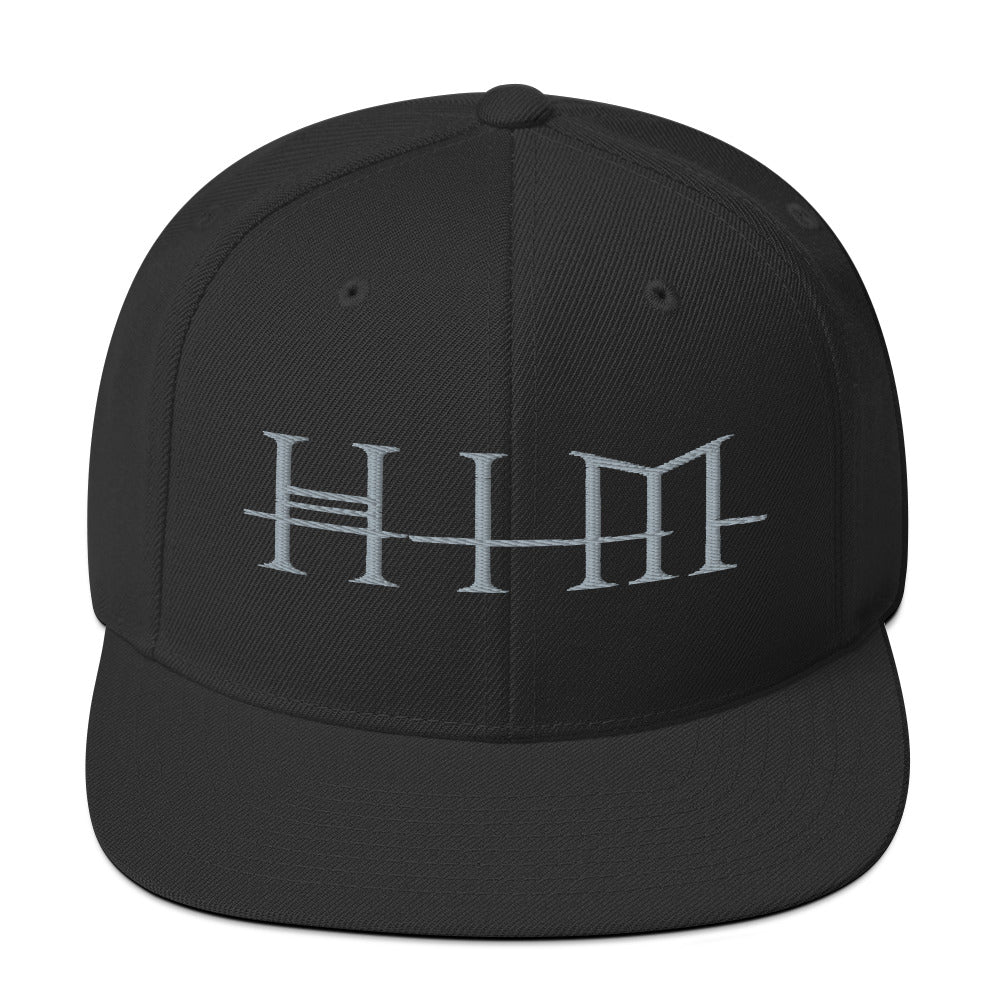 MerchMoment HIM Classic Logo Black Embroidered Snap Back Hat