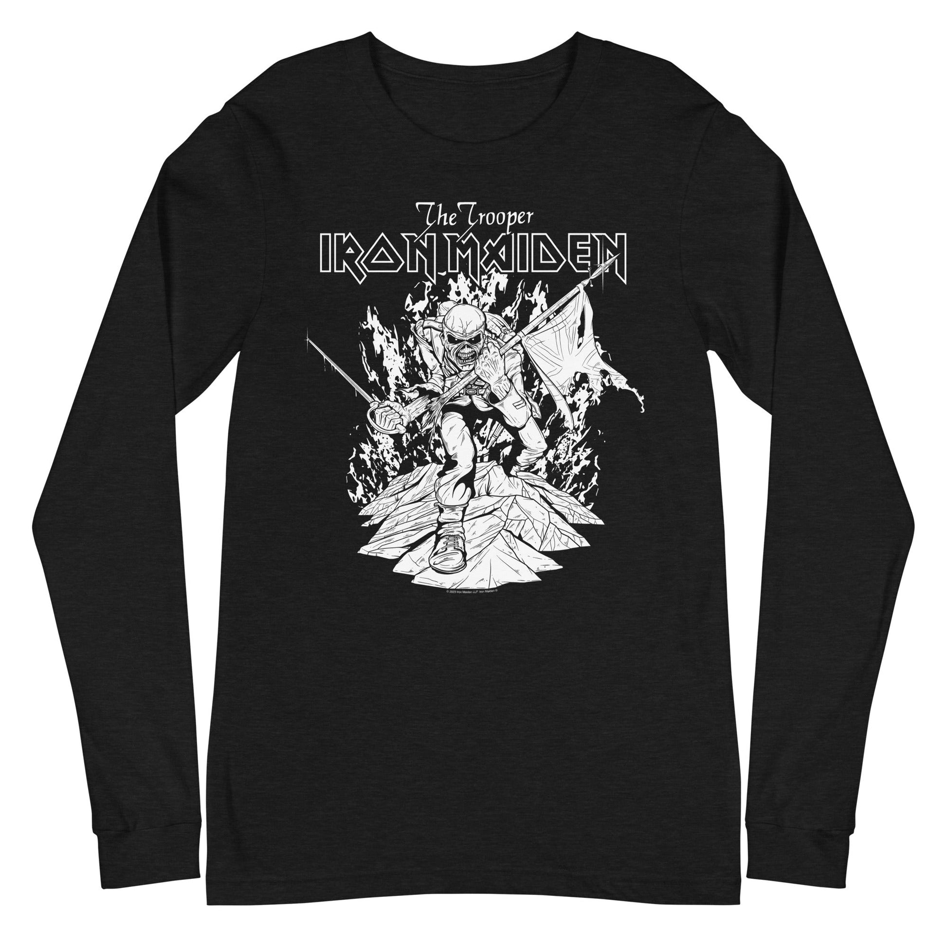 MerchMoment Iron Maiden - Trooper Black and White Long Sleeve T-Shirt Black