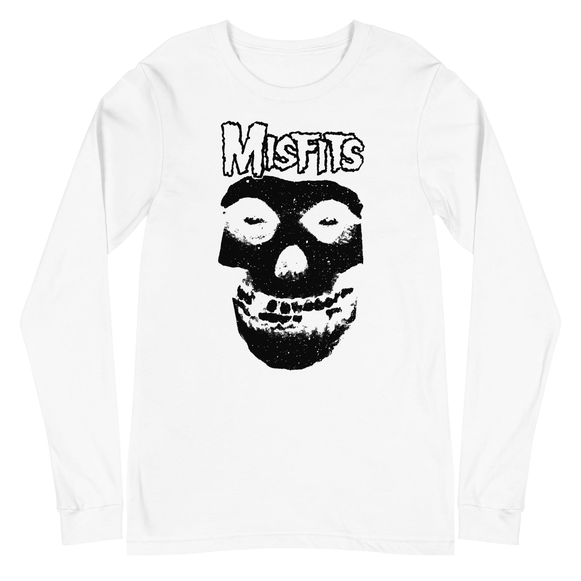 MerchMoment Misfits - Black Skull Long Sleeve T-Shirt White