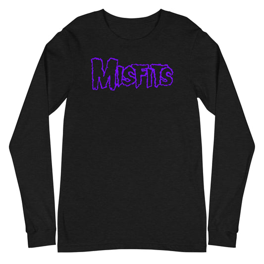 MerchMoment Misfits - Purple Drip Logo Long Sleeve T-Shirt Black