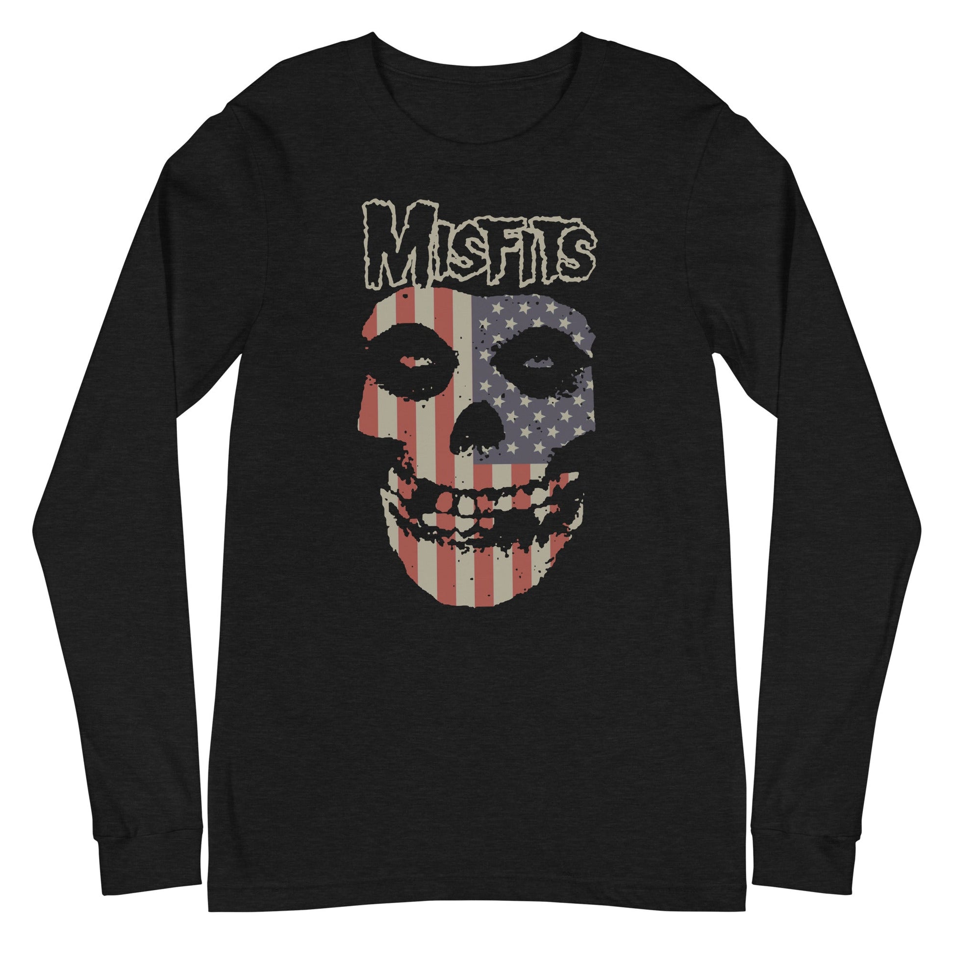 MerchMoment Misfits - USA Skull Long Sleeve T-Shirt Black