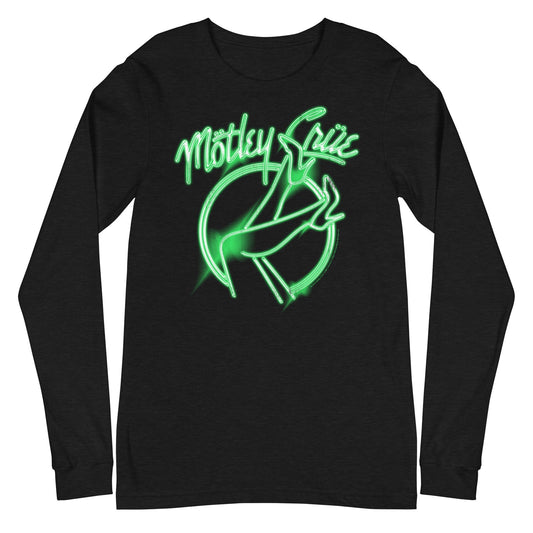 MerchMoment Motley Crue - Neon Green Girls Long Sleeve T-Shirt Black