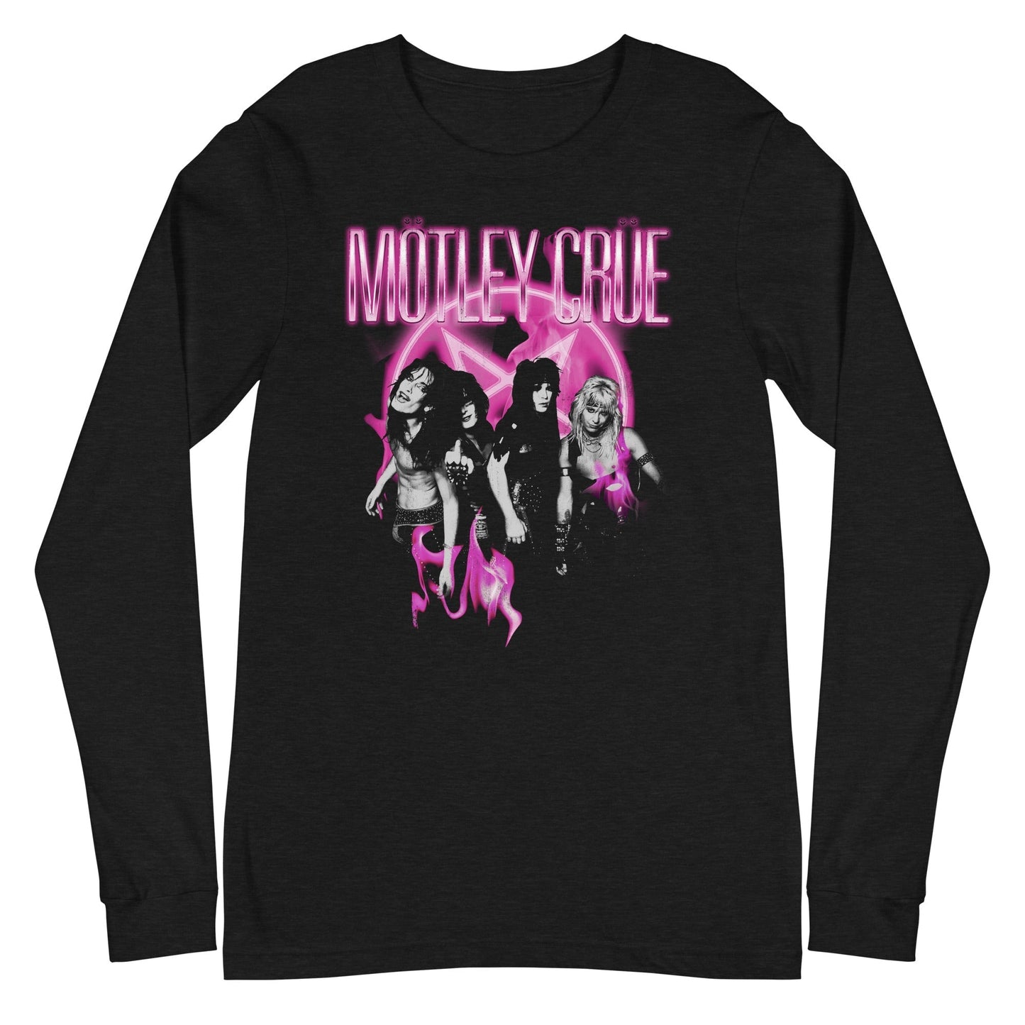 MerchMoment Motley Crue - Neon Pink Long Sleeve T-Shirt Black