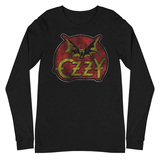 MerchMoment Ozzy Osbourne - Flaming Bat Long Sleeve T-Shirt Black