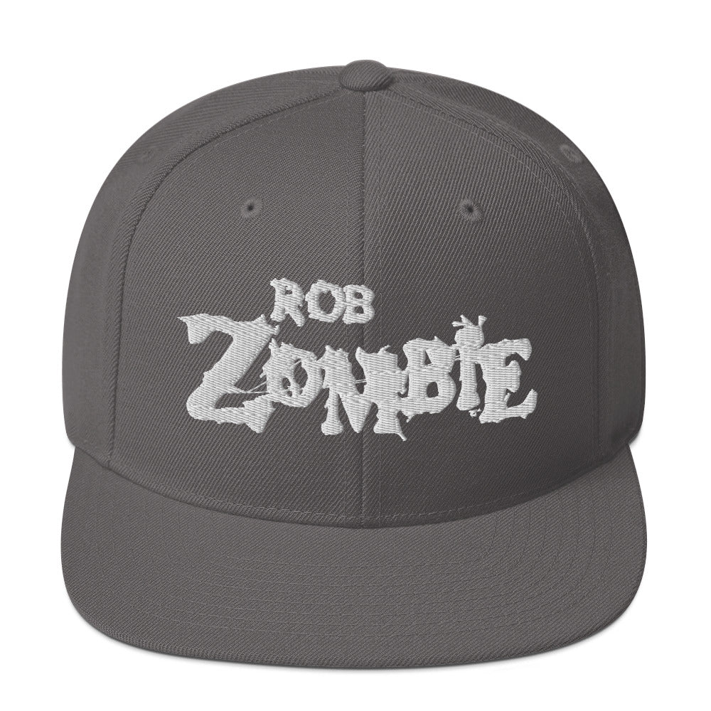 MerchMoment Rob Zombie Classic Logo Grey Embroidered Snap Back Hat