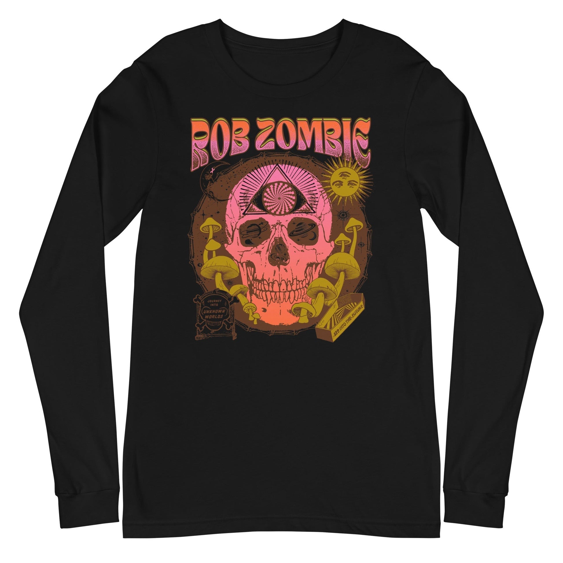 MerchMoment Rob Zombie - Hippie Skull Long Sleeve T-Shirt Black