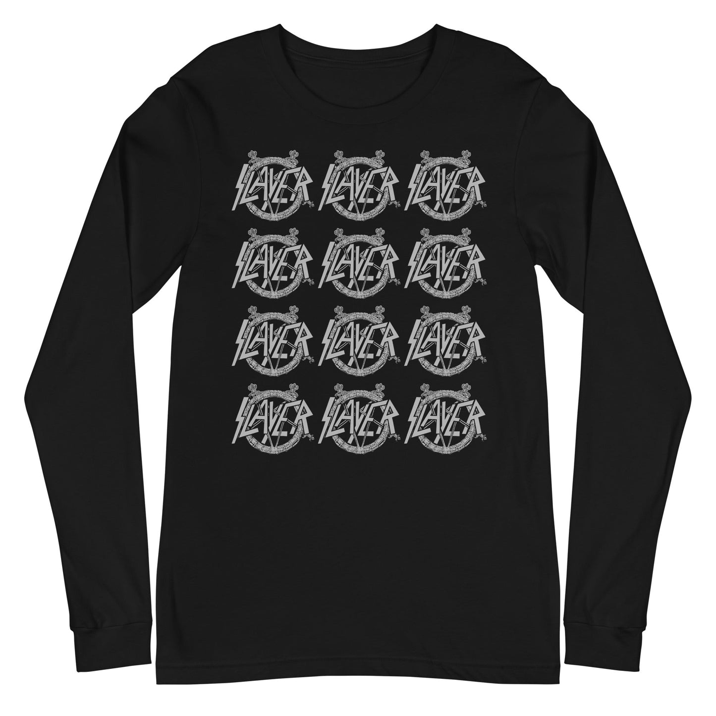 MerchMoment Slayer - Repeat Logo Long Sleeve T-Shirt Black